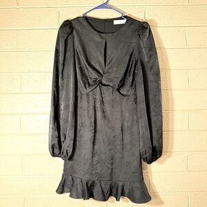 Astr Black Ruffled Peplum Sheath Dress size s